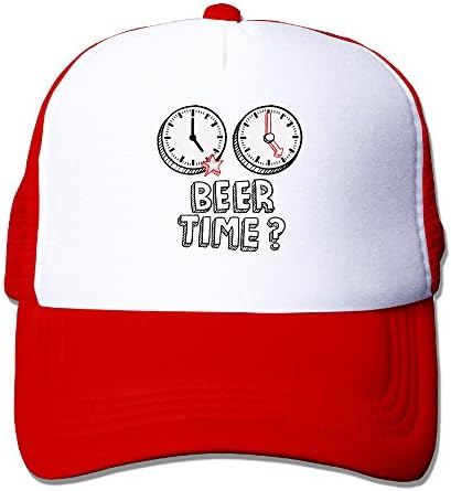 Uzhongquux Beer Time Summer Mesh Cap With Adjustable Snapback Strap Red