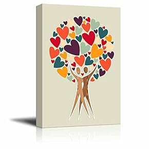 Canvas Prints Wall Art - Diversity Tree of Love | Modern Wall Decor/Home Decoration Stretched Gallery Canvas Wrap Giclee Print. Ready to Hang - 12" x 18"