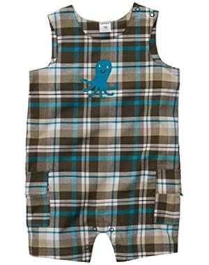 Carter's Blue Plaid Octopus Romper 3 Months