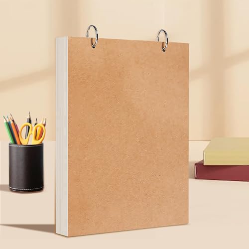 Blank Notebook, Thicken Hardcover Sketchbook Unlined Notebook, 100 Sheets, 100gsm Paper, 5.6 x 8.2in, Journal for Drawing, Art, Travelers Gifts and Office Supplies, A5 Kraft Cover