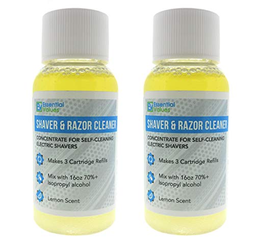 Essential Values 1 Fl OZ Shaver & Razor Cleaner - (3x Concentrated - 2 Pack) for Replacement Braun Clean & Renew Cartridge Refills
