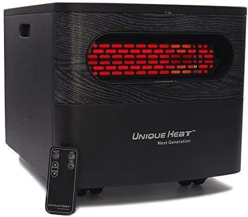 Unique Heat 1500-Watt PTC Personal Home & Office Desk Portable Indoor Electric Infrared Room Space Heater with Remote Control, Adjustable Digital Thermostat, Overheat & Tip-Protection,Quiet Fan