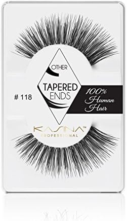 KASINA Professional False Eyelashes #118 (Long Wispies) Tapered Ends in 100% Human Hair, Version of Ardell Red Cherry, Pack of 6