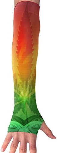 Ncwi Wa Unisex Gradient Weed Leaf Arm Sleeves UV Sun Protective Windproof Tattoo Arm Gloves Outdoor Activities Skin Protection Long Sleeve Perfect For Driving Football