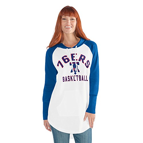 GIII For Her NBA Philadelphia 76ers Women's All Division Hoody, Small, White/Blue