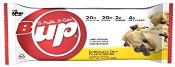 Yup Brands B-UP Bars, Chocolate Chip Cookie Dough, 12 bars, 2.2oz each by YUP