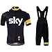 Yianerm Men's Cycling Jersey Breathable Full-zipper Comfortable Cycling Top And 3D-padded Tight Bib(Short) Set For Outdoor Riding (X-Large, Black&Black Bib Set)