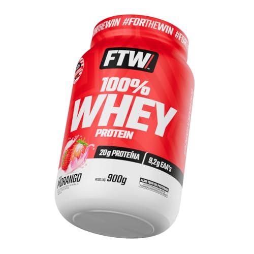 Whey Protein 100% Concentrado Pote 900g Sabor Morango - Ftw Suplemento Alimentar, Proteína do Soro do Leite, Alto Valor Biológico
