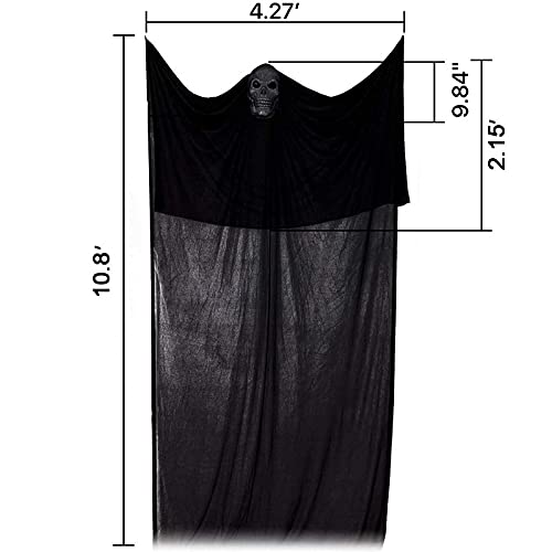 Halloween Decorations 13Ft Hanging Ghost, Ghost Lights with Sound-Controlled Lighting and Special Sound Effects, Collocation 20pcs Fake Spiders & 60g Stretch Cobwebs, Scary Creepy Indoor/Outdoor Decor