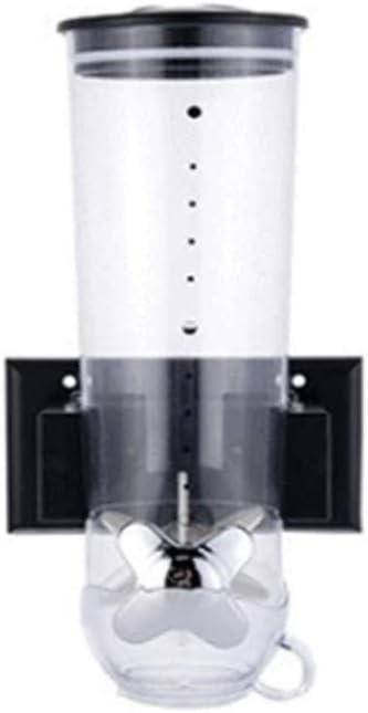 Cereal Dispenser, Wall-Mounted Canister Cereal Dispenser, Cereal Dispenser Double Single Dry Food Snack Grain Canister Plastic Storage (Black)