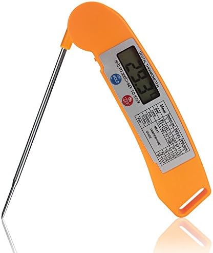 Instant Read Food Thermometer Digital Cooking Thermometer with Long Probe LCD Screen for Grill BBQ Meat and Candy Orange