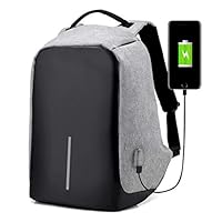 Datomarry Anti Theft Gray Business Laptop Backpack for Men Women with USB Charging Port