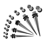 BodyJ4You Stretching Kit Taper Tunnel Plugs Stainless Steel 8G-0G Gauges Set 15-Pieces