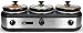 Elite Platinum EWMST-612 Triple Slow Cooker Buffet Server, Adjustable Temp,Dishwasher-Safe Oval Ceramic Pots, Lid Rests, 3 x 2.5Qt Capacity,Stainless Steel
