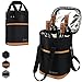 Opux 4 Bottle Insulated Wine Cooler Bag - Leakproof Padded Portable Wine Bottle Carrier for Travel Picnic BYOB Gift (Brown)