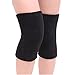 Mcolics Cotton Non-Slip Soft Absorbent Knee Pad Support Brace Protector Leg Sleeve Kneelet Thickening Extended Warm for Men & Women Outdoor Sports Running Dancing Gym Yoga Fitness, 1 Pair (Black)