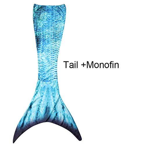 VT BigHome Mermaid Tail for Kids/Adults Swimming Blue/Purple Mermaid Costume with Swimming Monofin