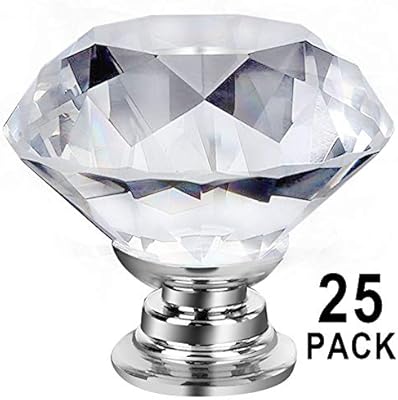 25 Pcs Dresser Crystal Knobs 30mm 25 Pcs Glass Crystal Drawer