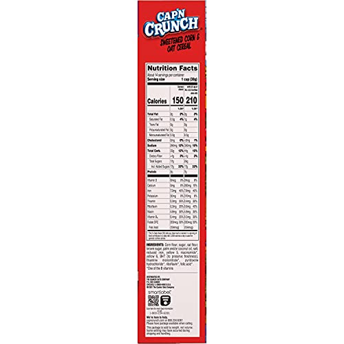 QUAKER CAP’N CRUNCH BREAKFAST CEREAL, 18OZ BOX, 18 OZ
