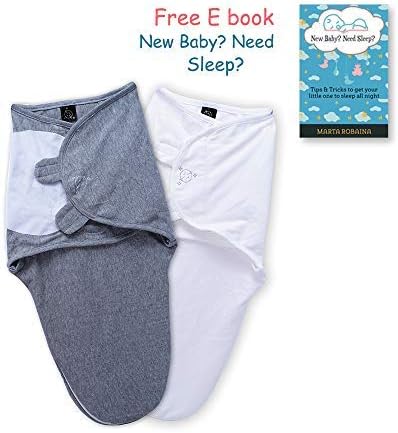 2019 Premium Baby Swaddle with Bottom Zipper, Easy Diaper Change- 2PK, 3 Sizes, Larger Closure Tab, 100% Organic Muslin Cotton, Soft & Safe, Free E-Book! (Large, 5-8 Months, 27 X 14 in)