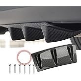 OtpOutopa Universal Car Spoiler, Rear Bumper Lip Diffuser Spoilers Car Chassis Black Shark Fin 3/5/7 Wing Spoiler Kit, ABS Carbon Fiber Style (Carbon Fiber Black,3 Wing)