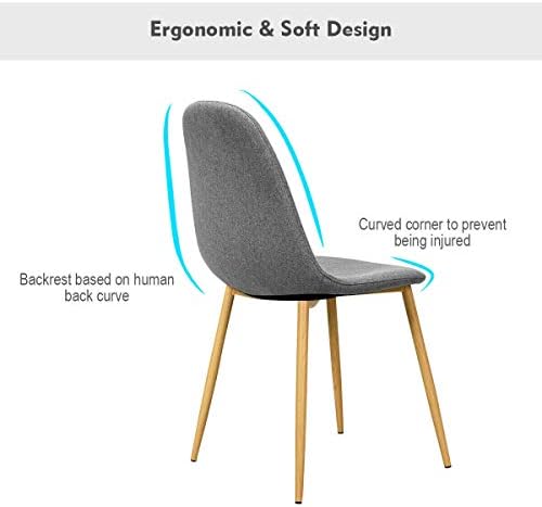 Giantex Set of 2 Kitchen Dining Chairs, Easily Assemble Modern Fabric Cushion Seat Chair w/Metal Legs, Mid Century Armless Chairs for Kitchen, Dining Room, Restaurant, Gray 5 41ugt%2BuwjvL. AC