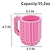 Triumphic Build-on Brick Mugs,with 3 packs of Blocks,Latest Version,Creative DIY Building Blocks Cups for Coffee Water Juice,BPA-free Plastic,Unique Funny Cups,Puzzle Mug,Novelty Gifts for Kids,Pink
