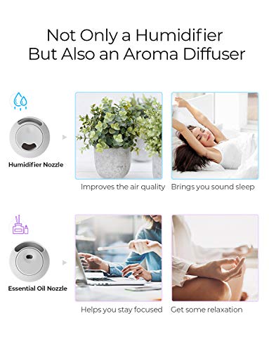 Homasy Humidifiers with Essential Oil Nozzle, 4.5L Ultrasonic Cool Mist Humidifier for Bedroom, Large-Capacity Vaporizer Humidifying Unit with Whisper-Quiet & Auto Shut-Off (Top Refilling Design) - Thumbnail 3