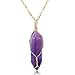 BOUTIQUELOVIN Amethyst Healing Crystal Necklace for Women Men Energy Healing Crystal Pendant Gemstones Jewelry Pendulum Crystal Divination Wire Wrap Amethyst Quartz Necklaces