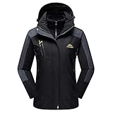 TACVASEN Women's Hooded 3-in-1 Winter Interchange Jacket Water Repellent Softshell Fleece Inner Ski Coat