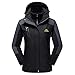 TACVASEN Women's Hooded 3-in-1 Winter Interchange Jacket Water Repellent Softshell Fleece Inner Ski Coat