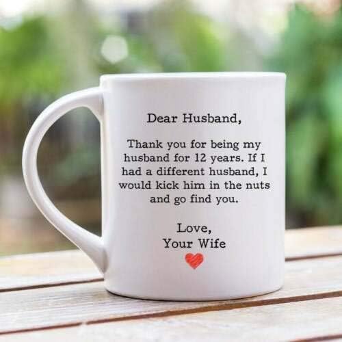 White Coffee Mug 11/15oz Funny Mugs Coffee Mugs 12th Anniversary Gift 12 Year Anniversary Mug Silk Anniversary Gift Twelve Year 11oz