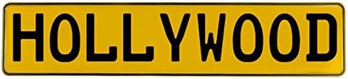 Vintage Parts 657293 Hollywood Yellow Stamped Aluminum Street Sign Mancave Wall Art