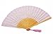 meifan Womens Multi Color Handmade Cotton Lace Folding Hand Fan (Pink)