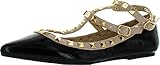 Wild Diva Women's Studded Accent Pointed Toe Ballet Flats