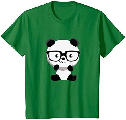 Kids Cute Little Bear Panda Nerd With Glasses T-Shirt 10 Kelly Green