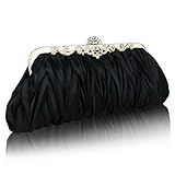 Fashion Road Womens Satin Pleated Evening Clutch Bags Purse Wedding Cocktail Party Handbags