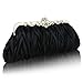 Fashion Road Womens Satin Pleated Evening Clutch Bags Purse Wedding Cocktail Party Handbags Black