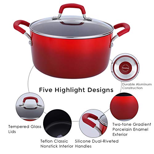 Momscook Stockpot 5Quart Covered Dutch Oven, Classic Brights Hard