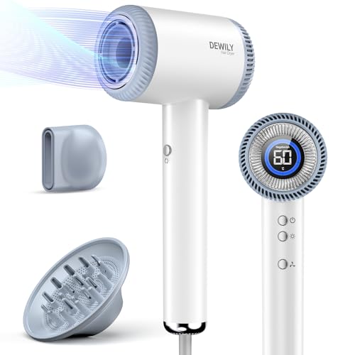 DEWILY Professional Ionic Hair Dryer - Fast Hair Dryer, High Speed Motor 110,000 RPM, Magnetic Diffuser and Concentrator