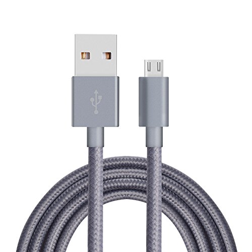 JH-LI Micro USB Cables, 3pack 6ft High Speed USB 2.0 to USB Charging Cables Premium Durable Nylon Braided Cable for Samsung, Nexus, LG, Motorola, Android Smartphones and More, Grey