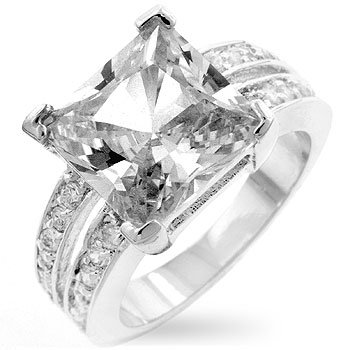 Isady - Zara - Anillo Mujer Zara Philipps - Chapado en oro blanco con rodio - Óxido de zirconium - Talla 11.5