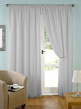 John Aird Pair Silver Lined Tape Top Voile Curtains 90 Wide X