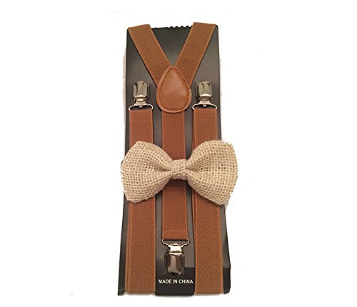 Awesome Barnyard Suspender and Brown Bow tie Set