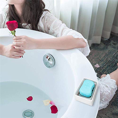 Slideep Ceramic Soap Dish Holder, Stainless Steel Soap Bar for Bathroom and Shower, Double Layer Draining Soap Box