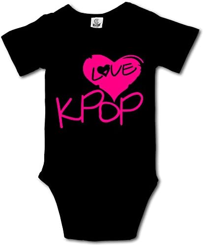 LOVE KPOP TXT HEART Baby Girls' Black Romper Bodysuit