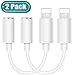 (Apple MFI Certified) Headphone Jack Adapter for iPhone,Lightning to 3.5mm iPhone Earphone Jack Connector Compatible with iPhone 11/ Xs Max/XR/X/8/8 P/7/7 P/ipad/iPod Support Plug and Play-White/2Pack
