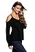 Dokotoo Womens Oversized Cold Open Shoulder Long Sleeve V Neck Loose Knitted Sweater Under 20 Pulover Top Blouse X-Large Black