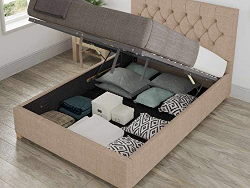 Aspire Beds Marble Fabric Ottoman Storage Bed Textured Linen in Mink Single (3ft) made in UK