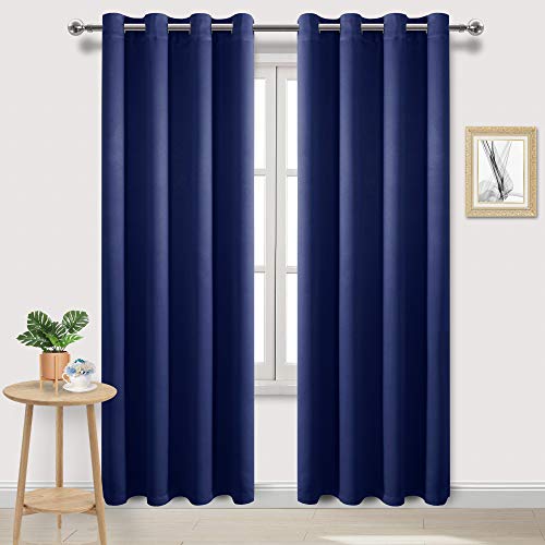 DWCN Blackout Curtains for Bedroom - Thermal Insulated Light Blocking Eyelet Window Curtains for Living Room 55 x 96 inch Length, Navy Blue, 2 Panels โ image 1